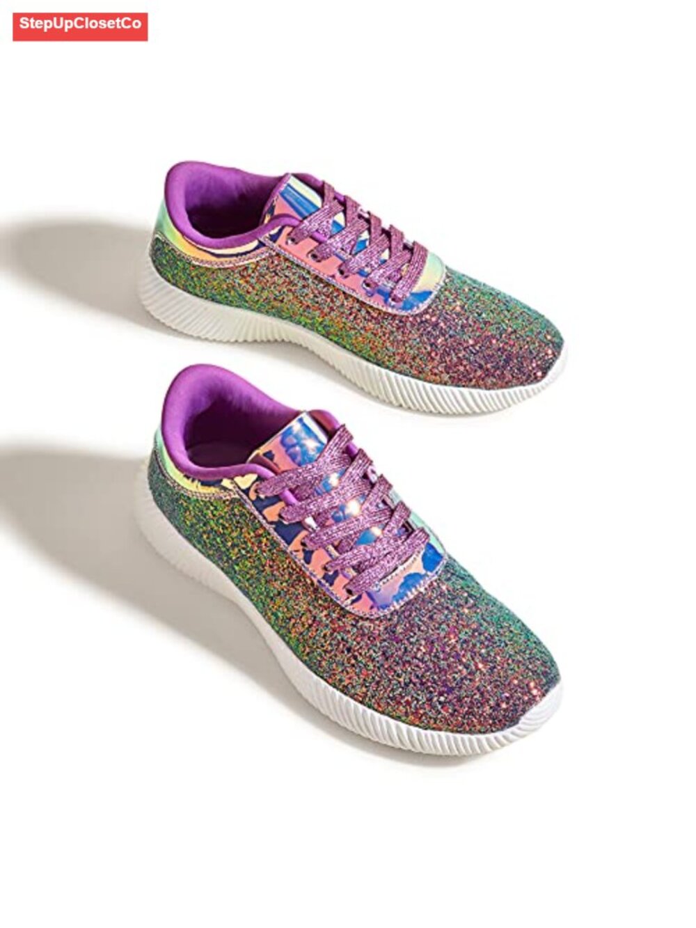 Glitter Sparkly Fashion Sneakers for Women Slip Resistant Rubber Sole